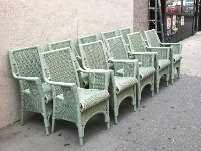 A Set of Ten Wicker Chairs from the D'Orsay Museum, Designed by Gae Aulenti in the 80's.