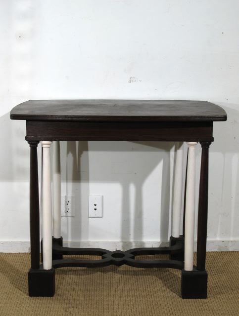 A Small Stained  Oak Console with Twin Colonette Supports