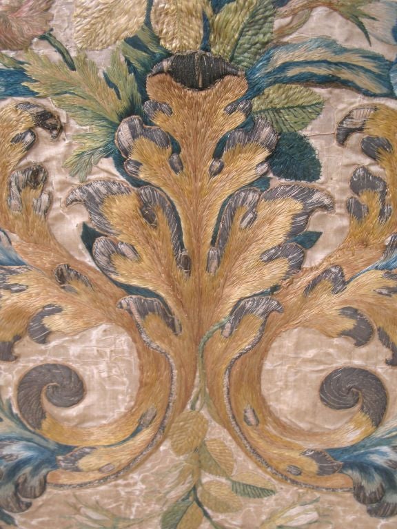 17th Century French Embroidery on Silk 1