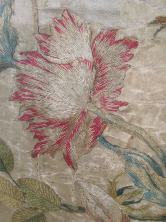 17th Century French Embroidery on Silk 3
