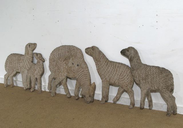 Grouping of Carved and Painted Sheep Plaques