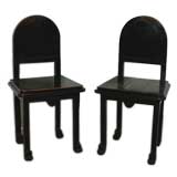 Pair of Ebonized Mahogany Egyptian Revival Style Hall Chairs