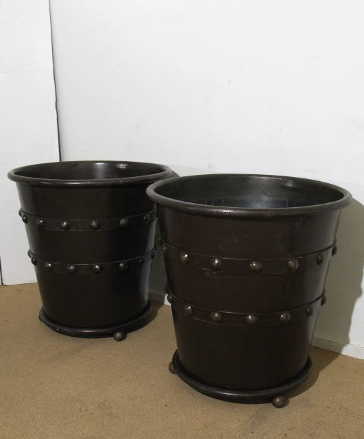 A Pair of Large Iron Garden Jardineres