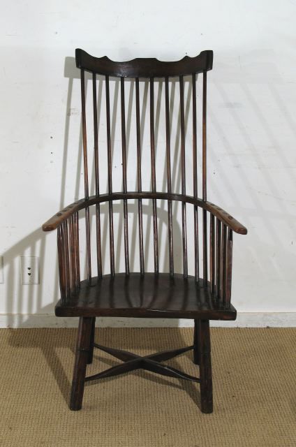 A Beautiful English High Backed Country Windsor Type Arm Chair. Late 18th Century