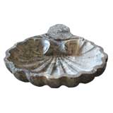 A Carved Maurin Green Marble Basin the Form of a Shell.