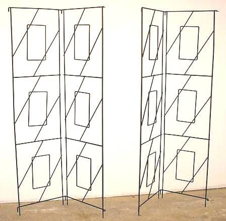 Four-panel standing room divider or screen with bold geometric graphic design.<br />
<br />
Note:  Each panel measures 20