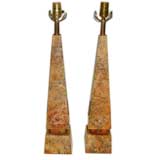 Pair of Marble OBELISK-form Lamps