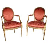 Pair French LXVI Style Arm Chairs
