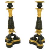 Antique Pair - Empire Bronze Candlesticks (GMD#1369)