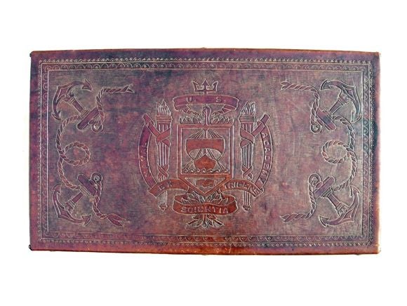 Low Table w/Embossed Leather (Naval Motif) or bench