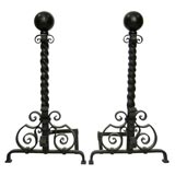 Pair 19th C. Twisted Andirons