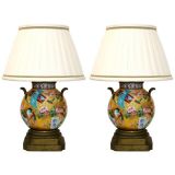 Pair French Chinoiserie Porcelain Lamps