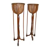 Retro Pair Caned Plant Holders
