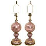 Pair Unique Murano Glass Lamps