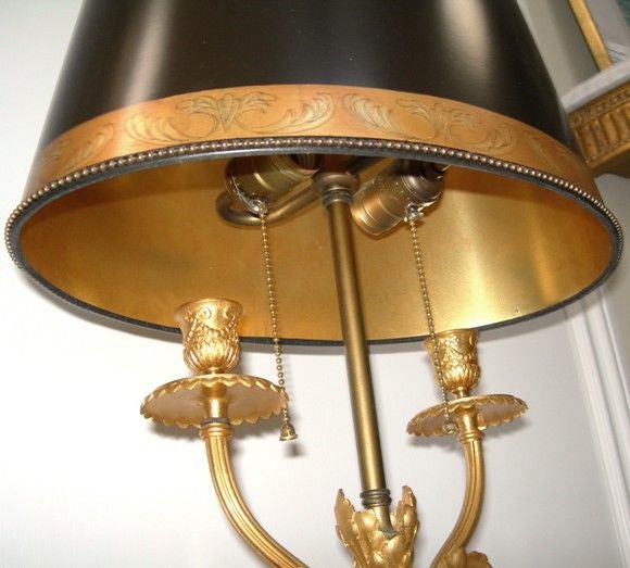 20th Century Pair French Bronze Bouillotte Lamps