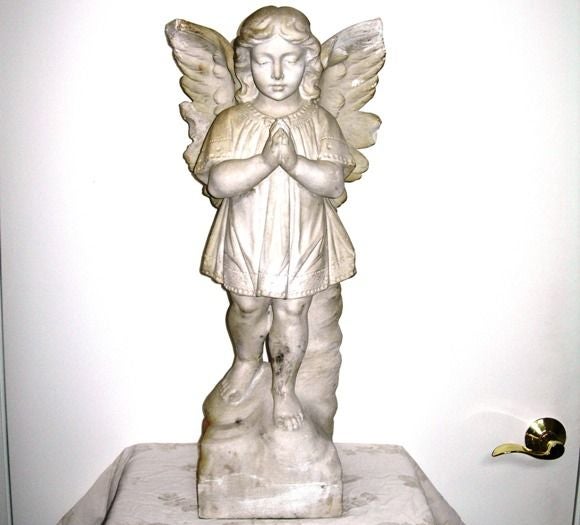 19th C. Carved Marble Praying Angel (GMD#1363)