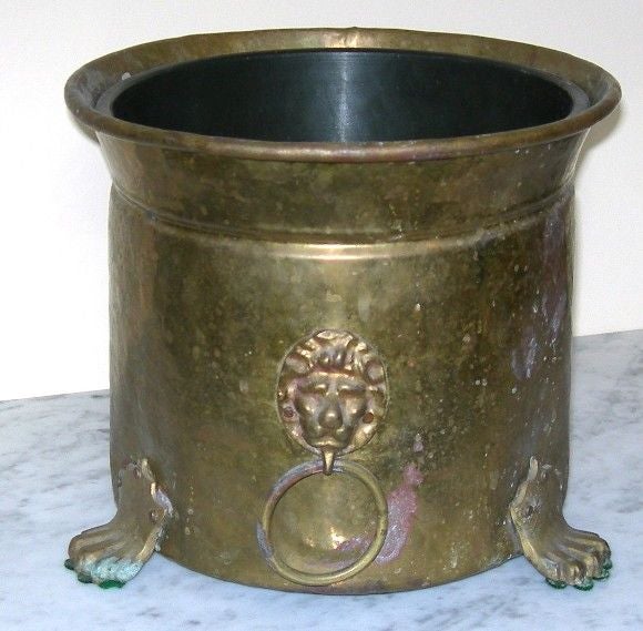 19th Century Brass Paw Footed Cachepot/Coal Pot (GMD#1389)