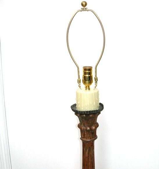 19th C. Italian Tall Candlestick Lamp (GMD#1901) In Good Condition For Sale In Los Angeles, CA