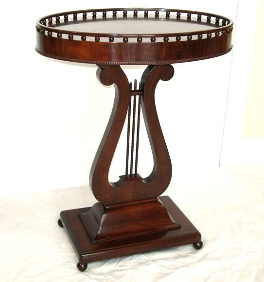 Oval Mahogany Lyre Shaped Side Table (GMD#1923)