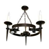 Antique Spanish Iron 3-Lite Chandelier