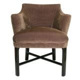 Modern Ebonized Mahogany & Cut Velvet Arm Chair