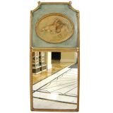 19th C. Trumeau Mirror w/Oil Painting of Putti (GMD#1995)