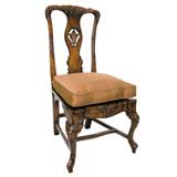 19th C. Carved Walnut & Caned Seat Side Chair (GMD#2002)