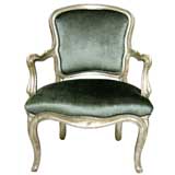 LXV Style Silver Giltwood & Velvet Arm Chair (GMD#2003)