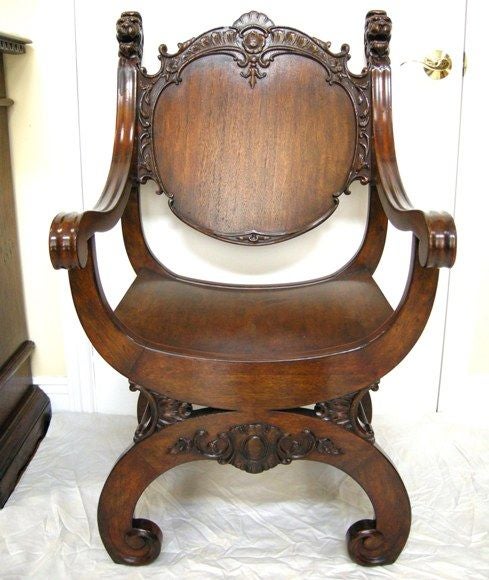 19th Century Italian Savonarola Style Arm Chair