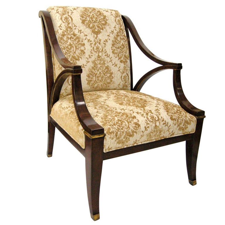 Regency Style Mahogany 
Cut Velvet Arm Chair (GMD#2038)