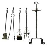 Set of 19th C. Fire Tools On Stand