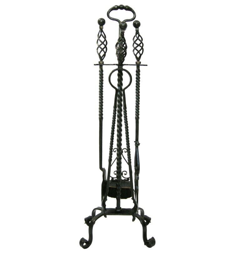 Set of 19th C. Fire Tools On Stand