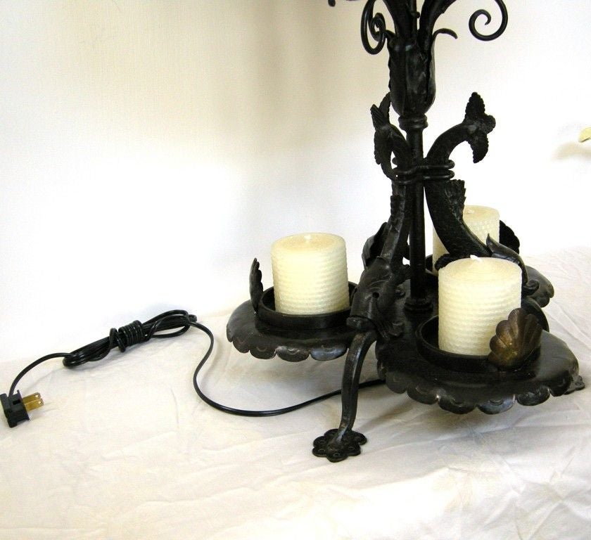 Unique 19th C. Dolphin & Shell Motif Lamp (GMD#2051)