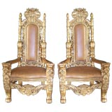 Pair of 22k gold leaf hand carved armchairs