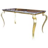22k gold leaf 1940 french coffee table with marble top