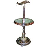 nickel plated side table with top center airplane