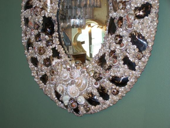 Contemporary OVAL SHELL ENCRUSTED MIRROR