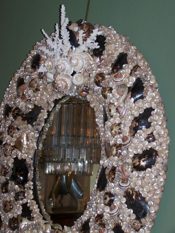 Mirror OVAL SHELL ENCRUSTED MIRROR