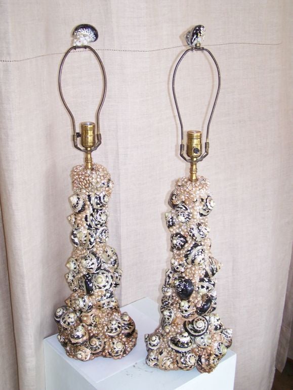 PAIR OF SHELL LAMPS BY J. ELIZABETH CIESAR