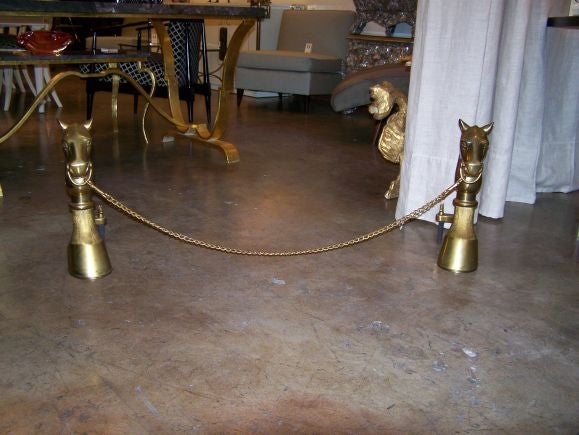 GREAT ANDIRONS BRONZE HORSE HEADS