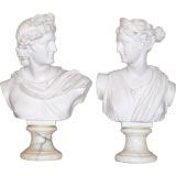 PAIR OF MARBLE DUST CLASSIC FIGURES