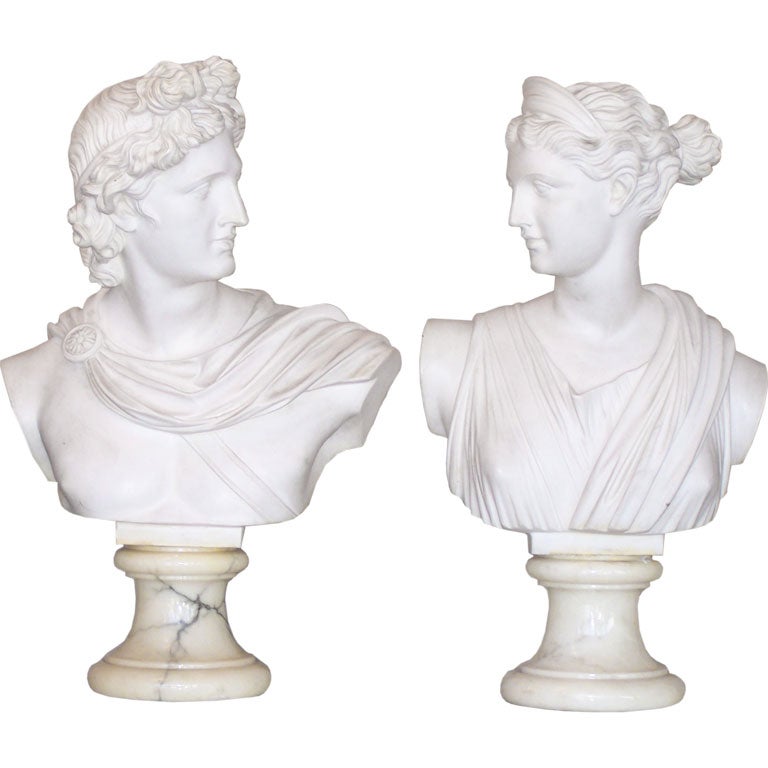 PAIR OF MARBLE DUST CLASSIC FIGURES