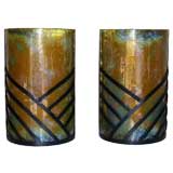 PAIR OF METAL AND GLASS WALL SCONCES BY PEGASO GALLERY