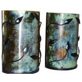 PAIR OF METAL AND GLASS WALL SCONCES BY PEGASO GALLERY