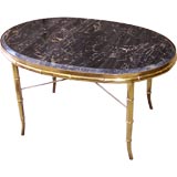 BAMBOO COFFEE TABLE WITH MARBLE TOP