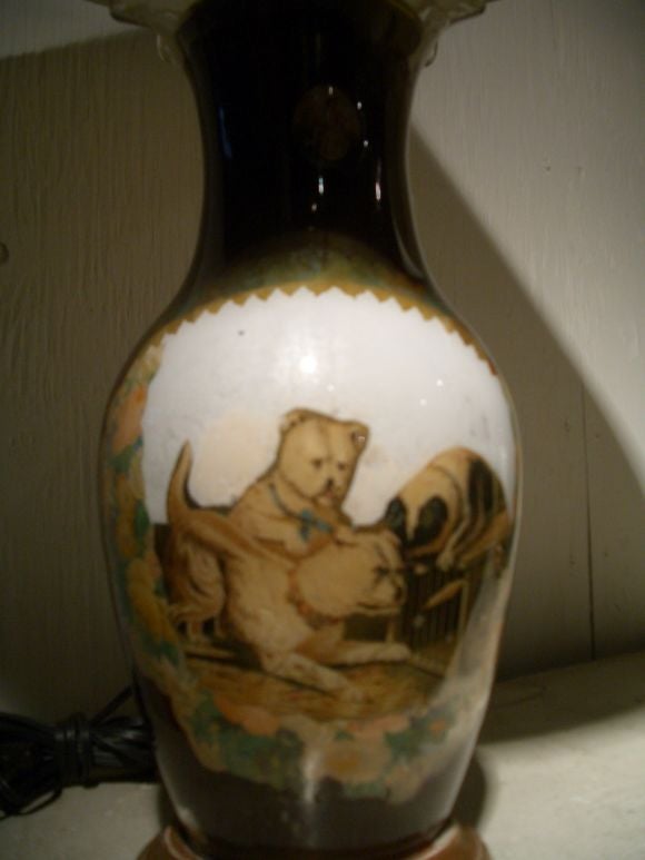 Pair of English Glass Lamps
