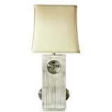 James Mont style table lamp with etched glass lenses