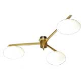 Three arm ceiling fixture with elliptical glass globes Three arm ceiling fixture with elliptical glass globes
