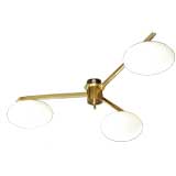 Three arm ceiling fixture with elliptical glass globes