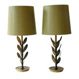 Brass leaf table lamps by Stiffel